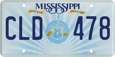 MS license plate CLD478