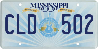 MS license plate CLD502