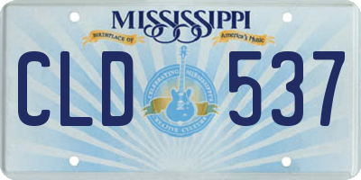 MS license plate CLD537
