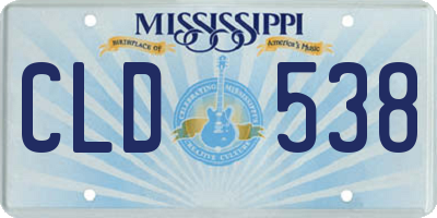 MS license plate CLD538