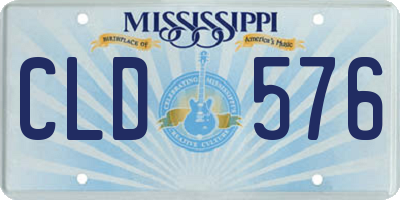 MS license plate CLD576
