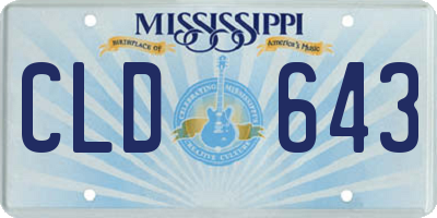 MS license plate CLD643