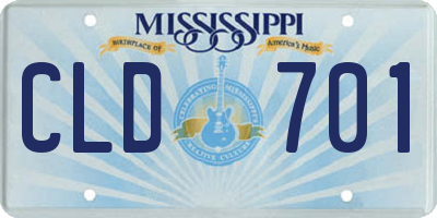 MS license plate CLD701