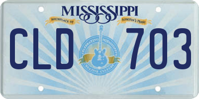 MS license plate CLD703
