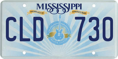 MS license plate CLD730
