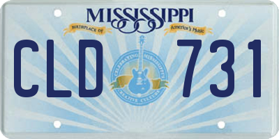 MS license plate CLD731