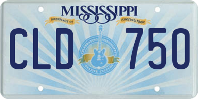 MS license plate CLD750
