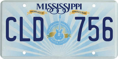 MS license plate CLD756