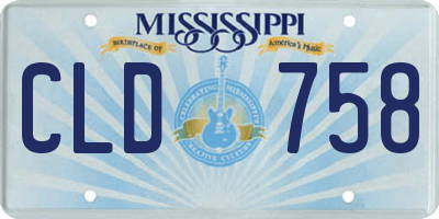 MS license plate CLD758
