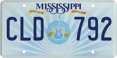 MS license plate CLD792