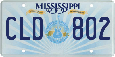 MS license plate CLD802