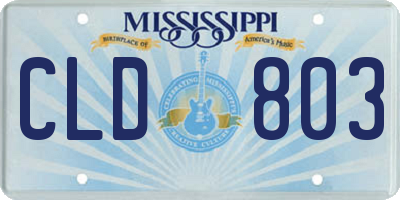 MS license plate CLD803