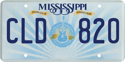 MS license plate CLD820
