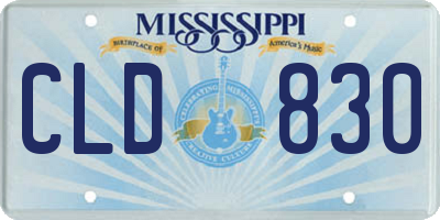 MS license plate CLD830