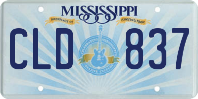 MS license plate CLD837