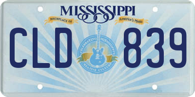 MS license plate CLD839