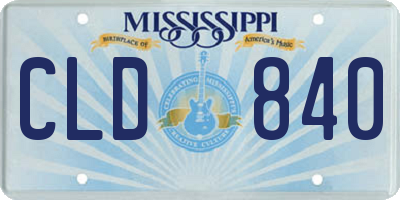 MS license plate CLD840