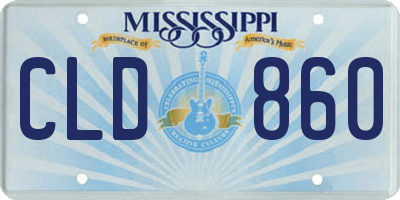 MS license plate CLD860