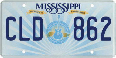 MS license plate CLD862