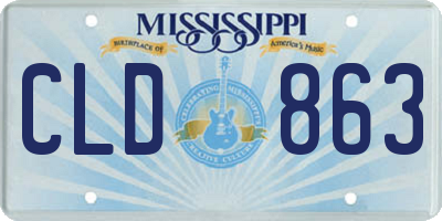 MS license plate CLD863
