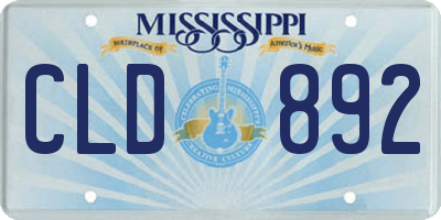 MS license plate CLD892