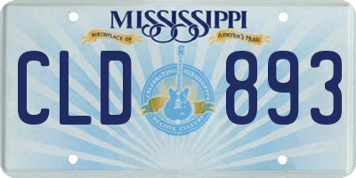 MS license plate CLD893