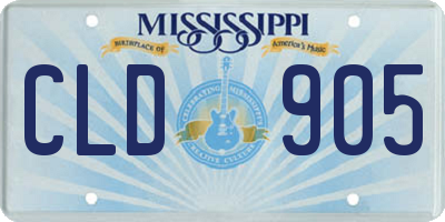 MS license plate CLD905