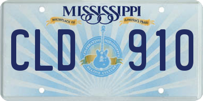 MS license plate CLD910