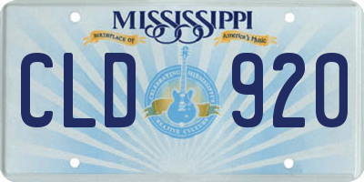MS license plate CLD920