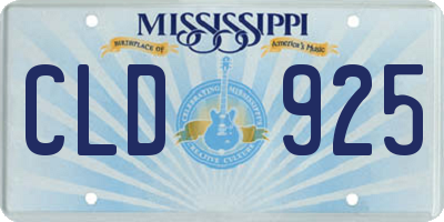 MS license plate CLD925