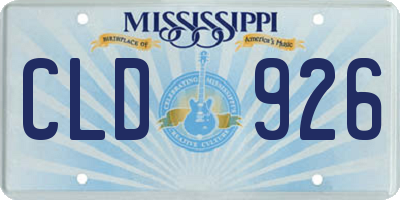 MS license plate CLD926