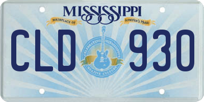 MS license plate CLD930