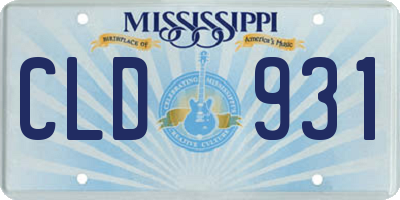 MS license plate CLD931