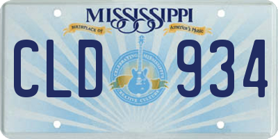 MS license plate CLD934