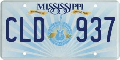MS license plate CLD937