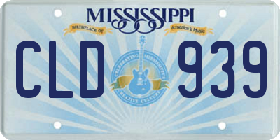 MS license plate CLD939