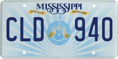 MS license plate CLD940