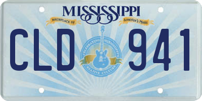 MS license plate CLD941