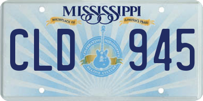MS license plate CLD945