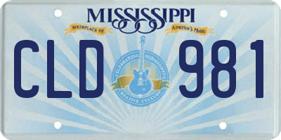 MS license plate CLD981