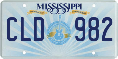 MS license plate CLD982