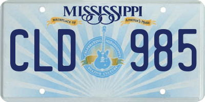 MS license plate CLD985