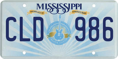 MS license plate CLD986