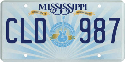 MS license plate CLD987