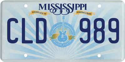 MS license plate CLD989