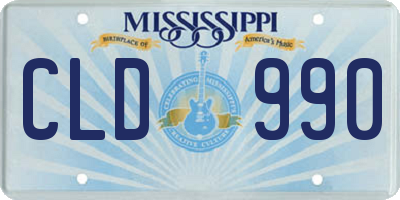 MS license plate CLD990