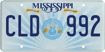 MS license plate CLD992