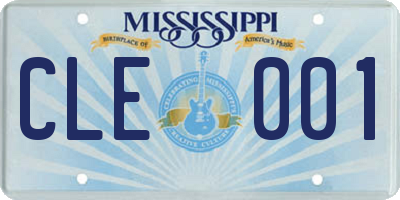 MS license plate CLE001