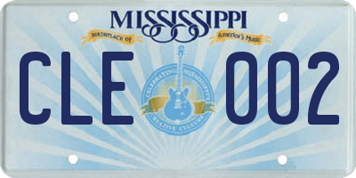 MS license plate CLE002
