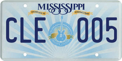 MS license plate CLE005